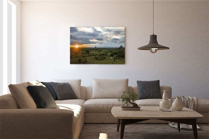 Old Bagan Sunrise Thousand 1000 Temples Travel Photography Canvas Print