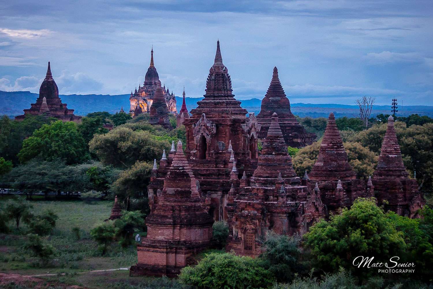 Old Bagan Myanmar Temples at Night Travel Photography Canvas Print