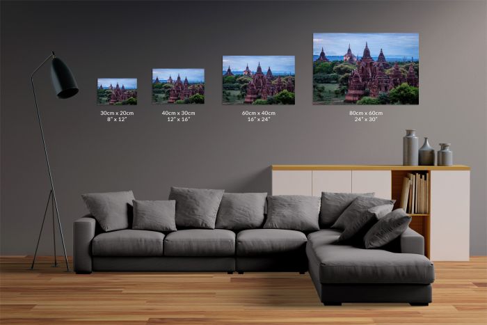 Old Bagan Myanmar Temples at Night Travel Photography Canvas Print