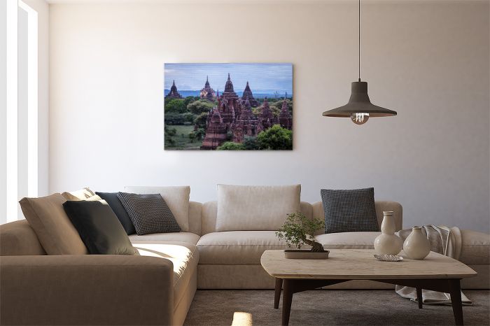 Old Bagan Myanmar Temples at Night Travel Photography Canvas Print