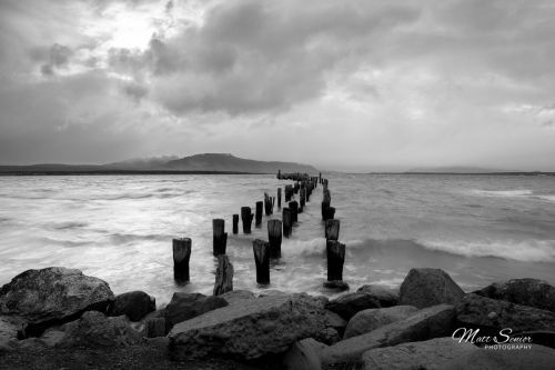 Shop Canvas Print Puerto Natales Chile Broken Pier Black and White