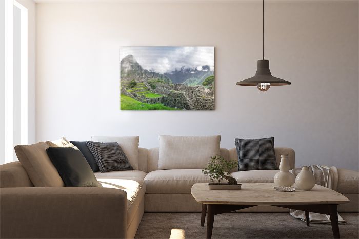 Empty Machu Picchu in the Clouds Travel Photography Canvas Print