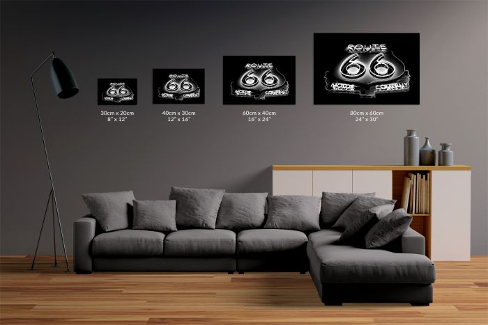 Shop Canvas Print Route 66 Sign Black and White Size Guide