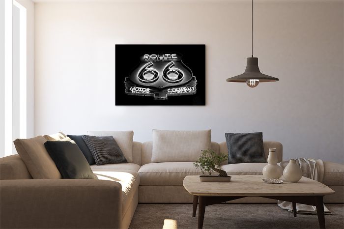 Shop Canvas Print Route 66 Sign Black and White on a Wall