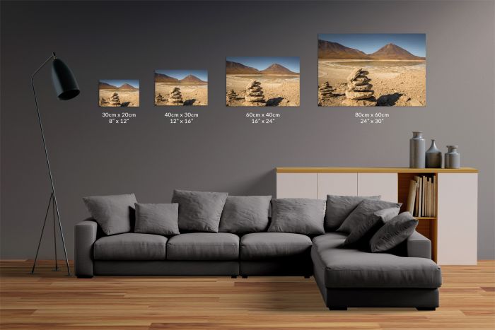 Canvas Print Desert Landscape Stones Bolivia Size Guide