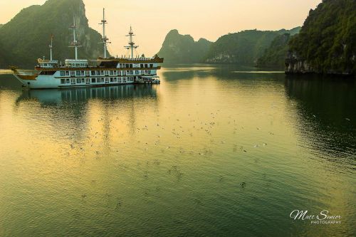 Sunrise at Ha Long Bay in Vietnam Travel Photography Canvas Print