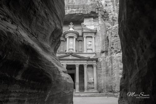 Petra Treasury Jordan Black and White Travel Photography Canvas Print