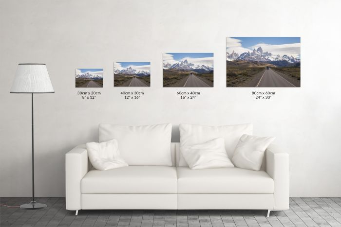 Canvas Print Mount Fitz Roy El Chalten Patagonia Argentina Size Guide