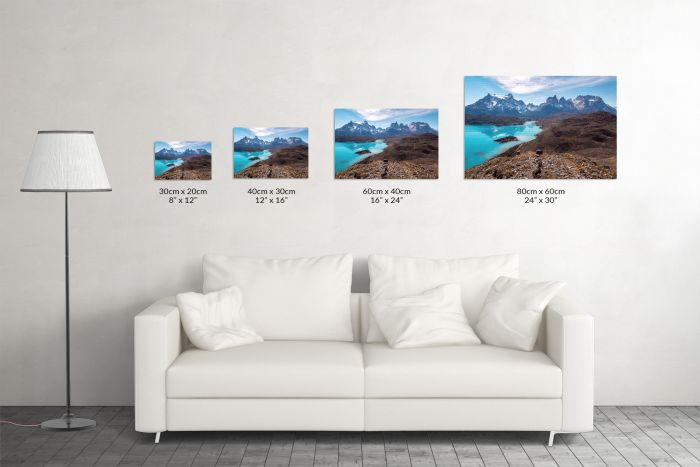 Canvas Print Torres del Paine Mirador Condor Viewpoint Size Guide