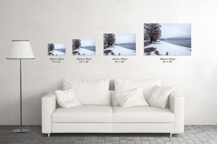 Snow on the beach in Tierra del Fuego Argentina Travel Photography Canvas Print