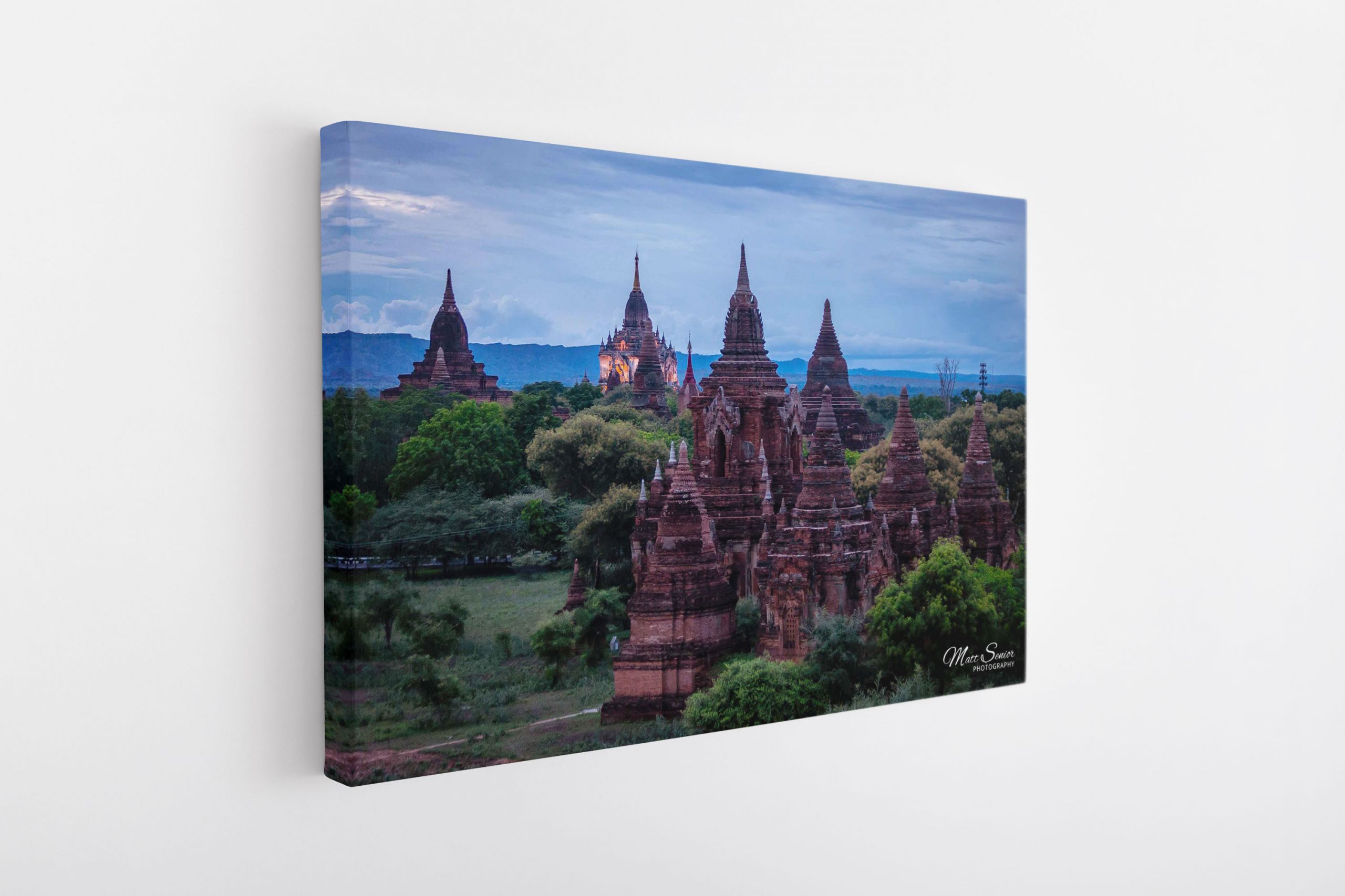 Old Bagan Myanmar Temples at Night Travel Photography Canvas Print