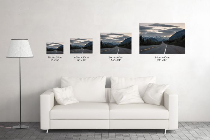 Matt Senior Photography Shop Canvas Print Roads Of Alaska Size Guide