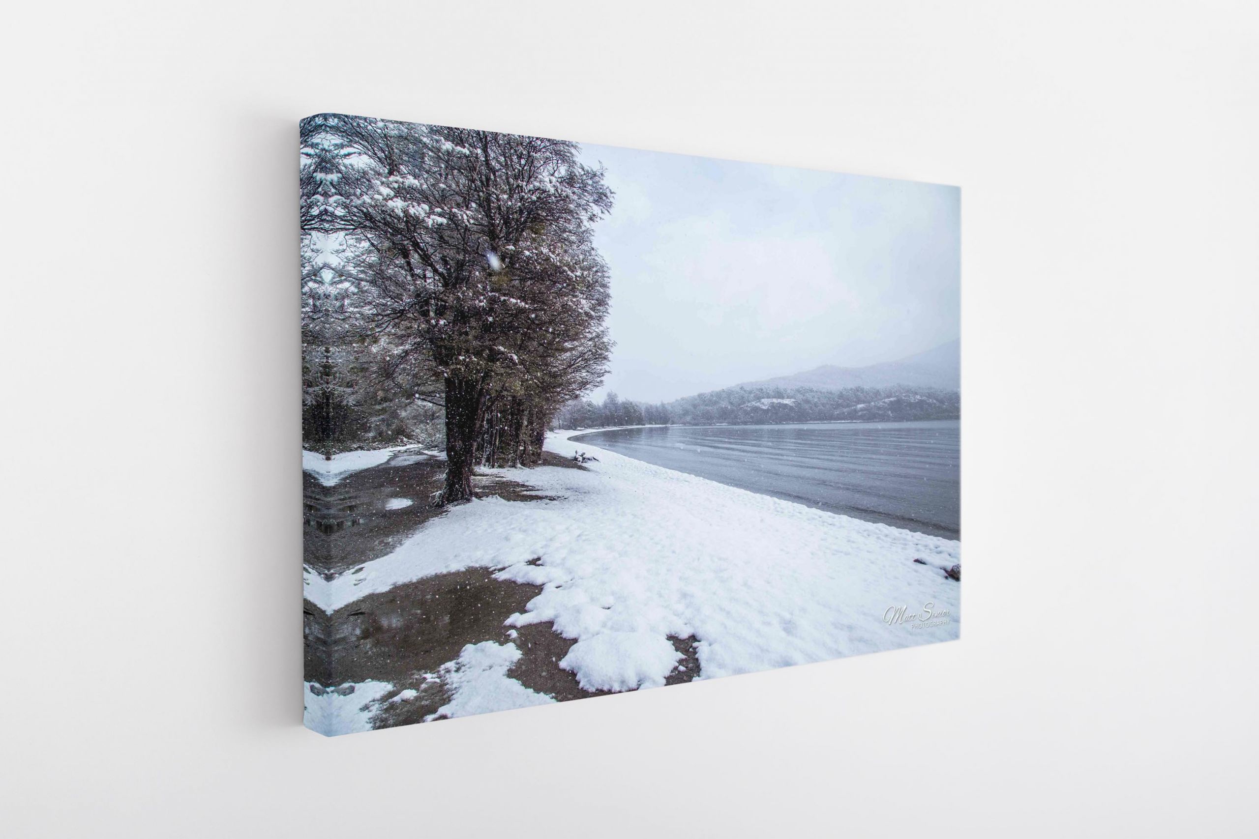 Snow on the beach in Tierra del Fuego Argentina Travel Photography Canvas Print
