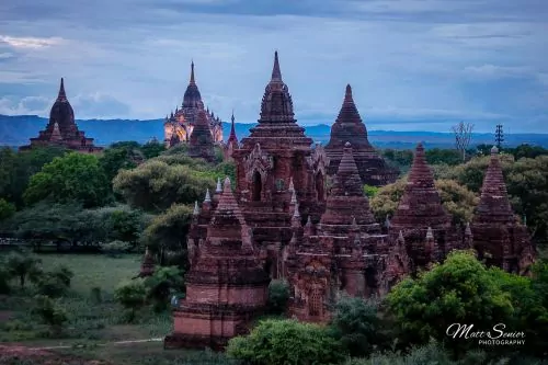 Old Bagan Myanmar Temples at Night Travel Photography Canvas Print