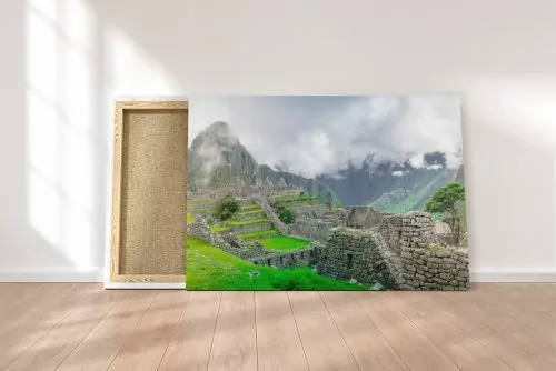Empty Machu Picchu in the Clouds Travel Photography Canvas Print